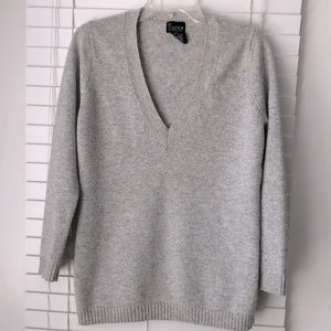 NY Collection Sweater V Neck Metallic Gray SZ L